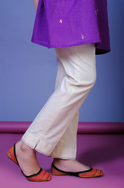 Stitched 1 Piece Embroidered Cambric Junior Pants