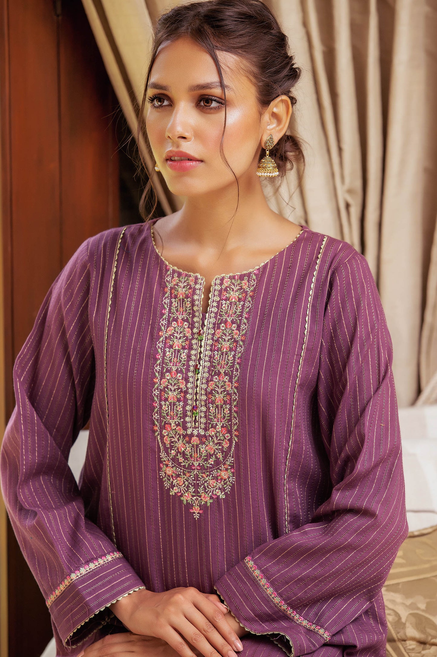 Stitched 1 Piece Embroidered Zari Tarkashi Top