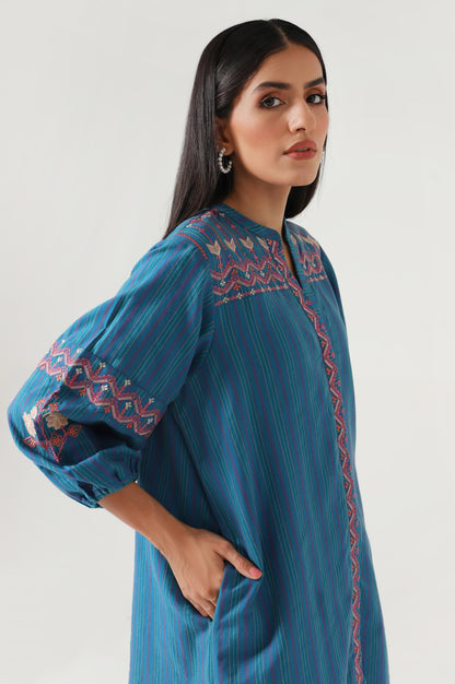 Stitched 1 Piece Embroidered Yarn Dyed Shirt