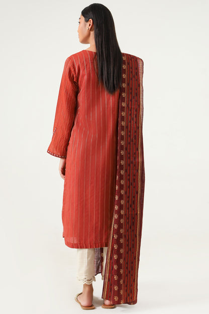 Stitched 2 Piece Embroidered Zari Line & Screen Print Dupatta