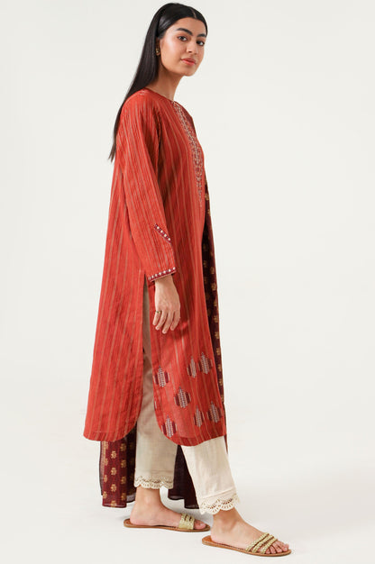 Stitched 2 Piece Embroidered Zari Line & Screen Print Dupatta