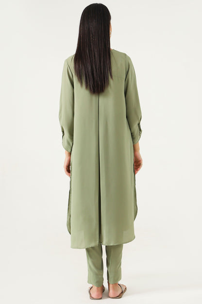 Stitched 2 Piece Embroidered Crepe Suit