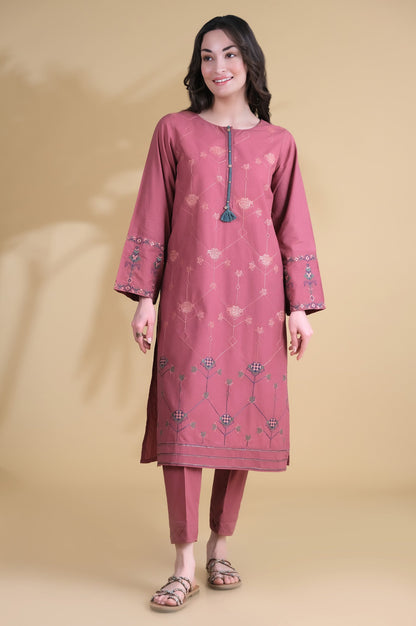 Stitched 2 Piece Embroidered Cambric Suit