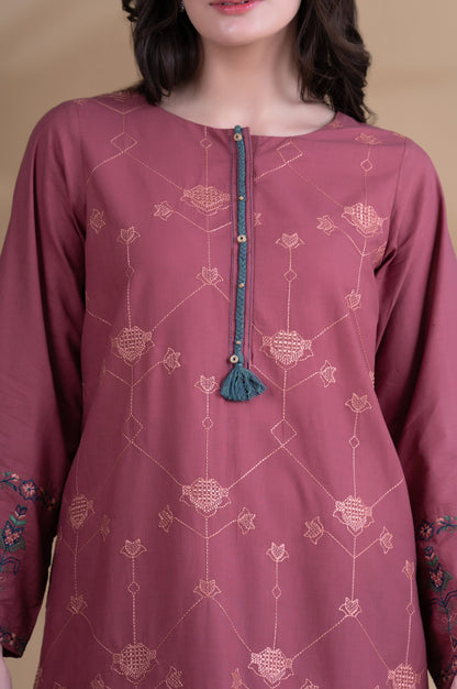 Stitched 2 Piece Embroidered Cambric Suit