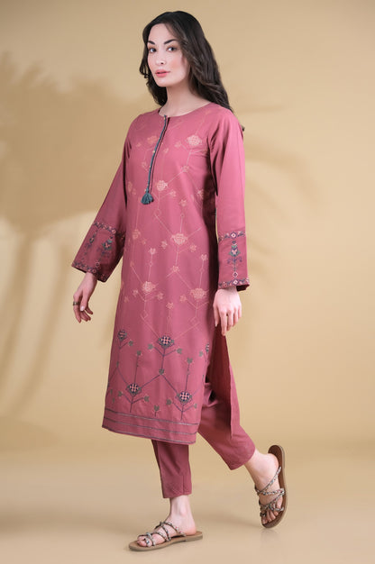 Stitched 2 Piece Embroidered Cambric Suit