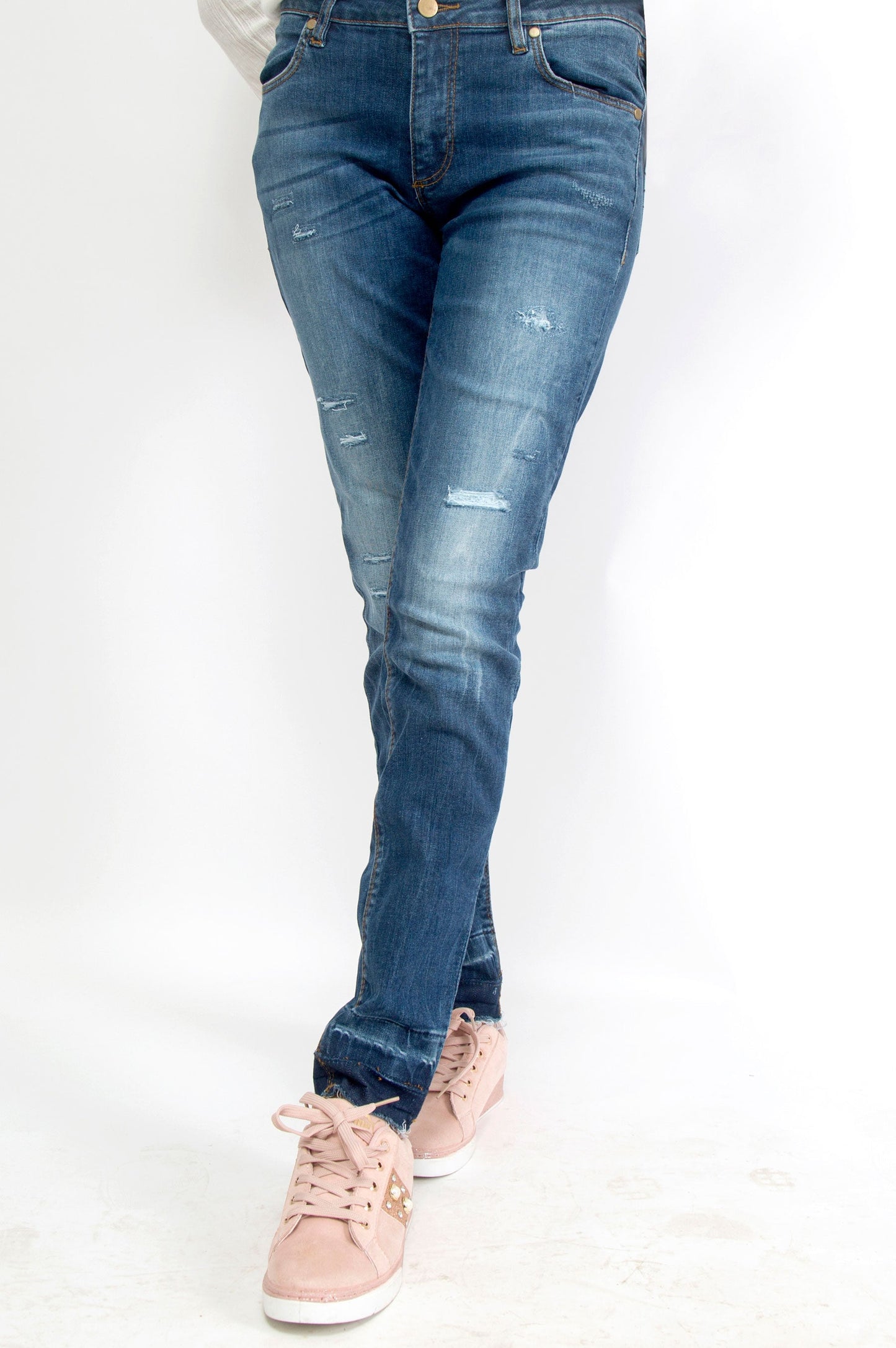 Cotton Denim Pants - Blue
