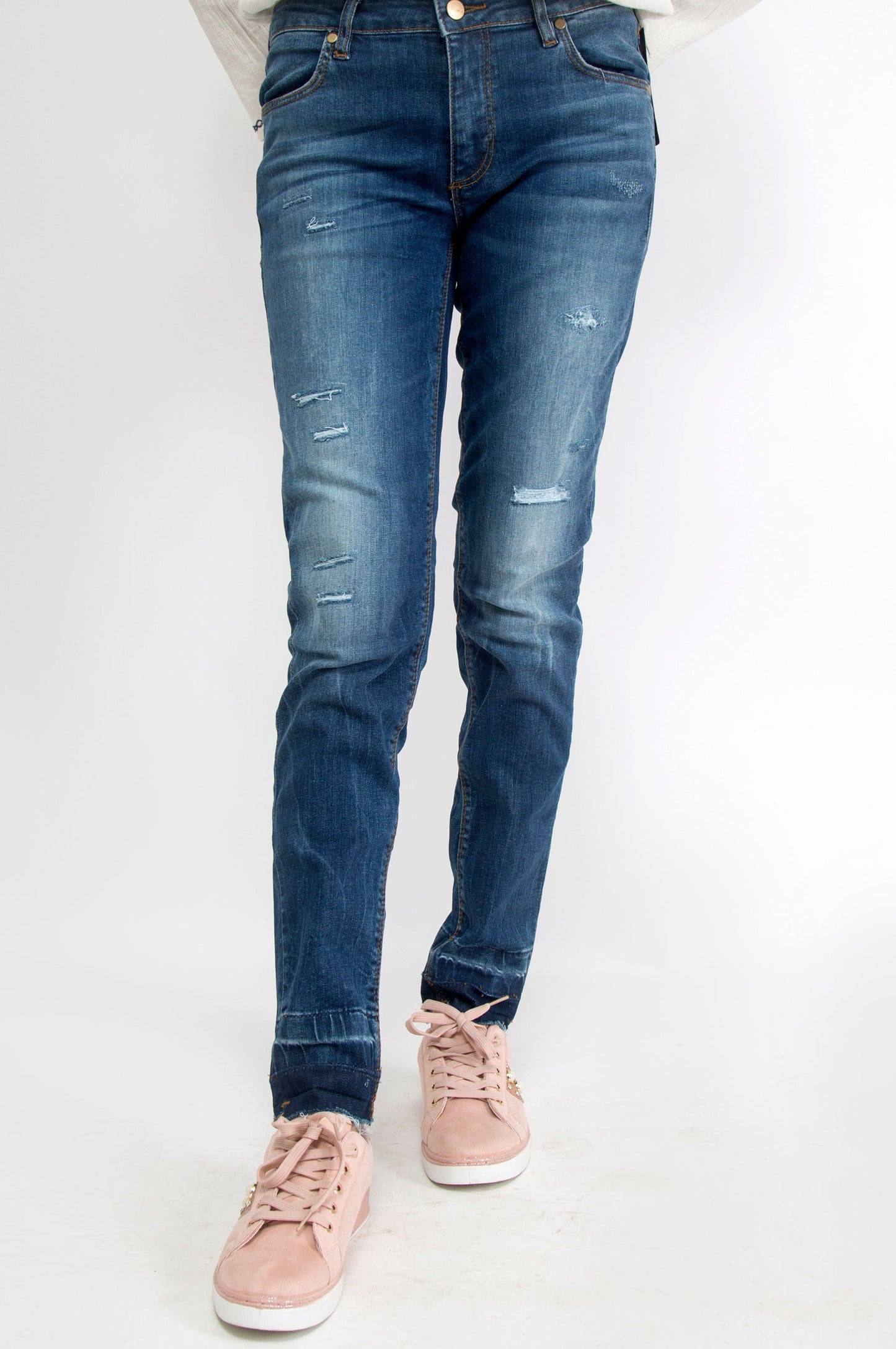Cotton Denim Pants - Blue