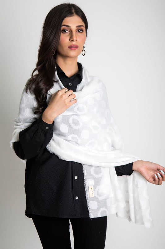 White Jacquard Scarf