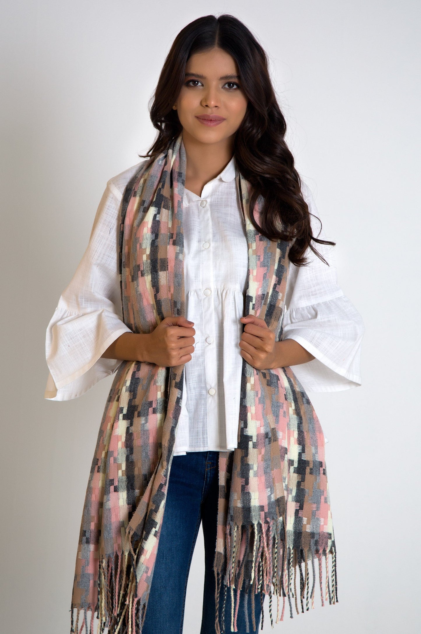 Knitted Checkered Scarf