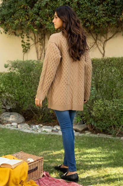 Front Open Cable Cardigan