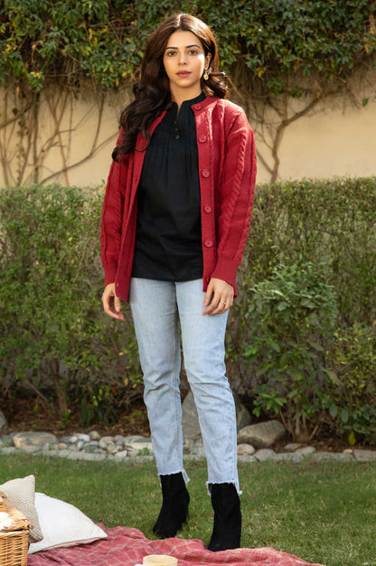 Knitted Crewneck Cardigan