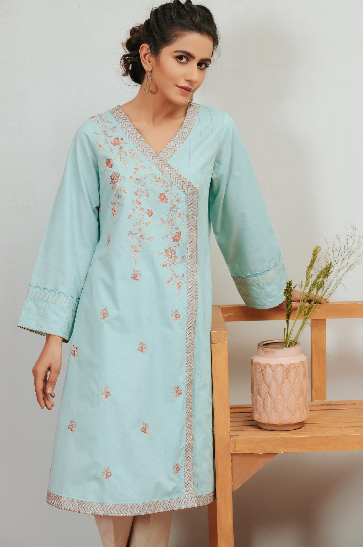 Stitched 1 Piece Cambric Embroidered Shirt