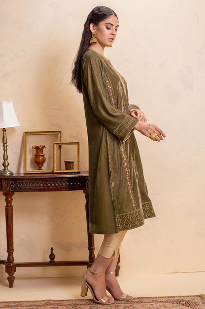 Stitched 1 Piece Velvet Embroidered Shirt