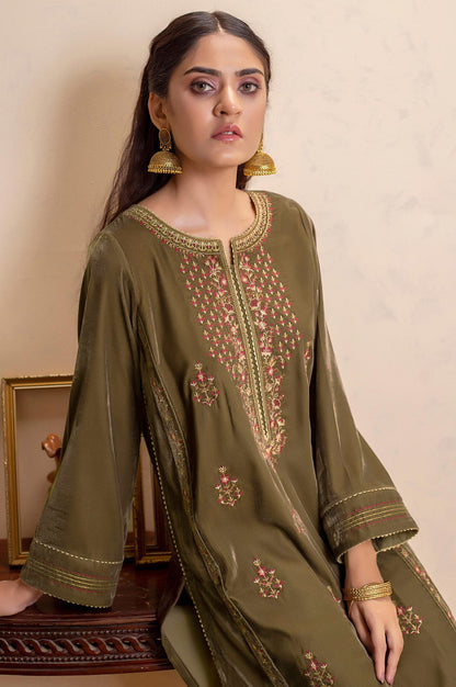 Stitched 1 Piece Velvet Embroidered Shirt