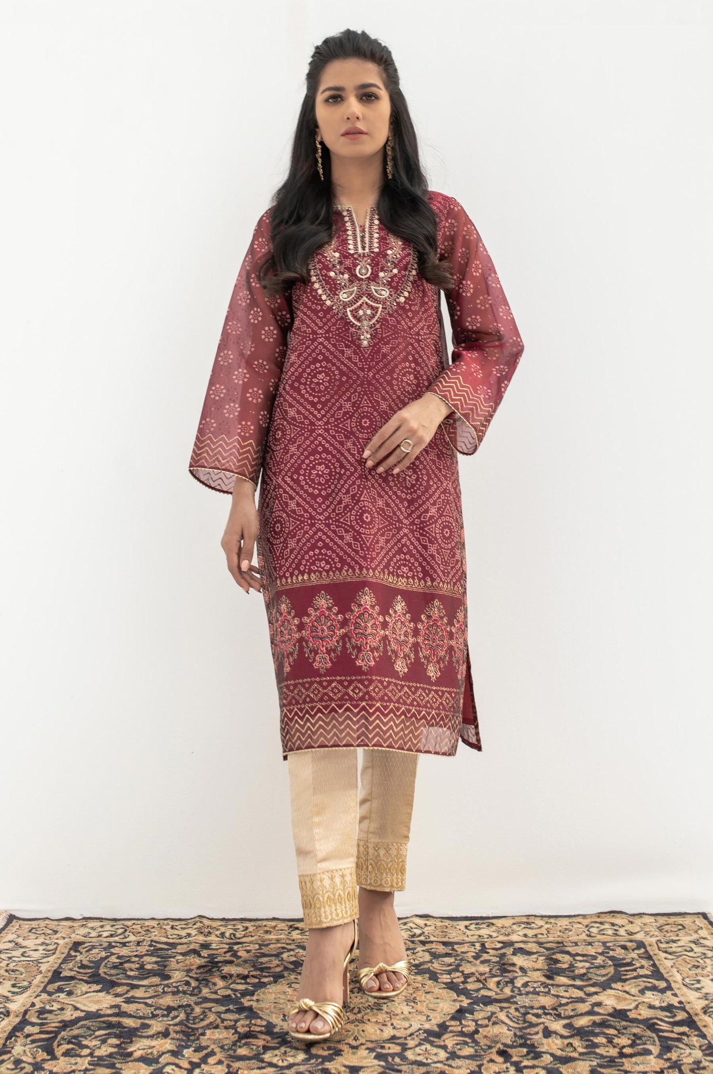 Stitched 1 Piece Block Print + Embroidered Shirt