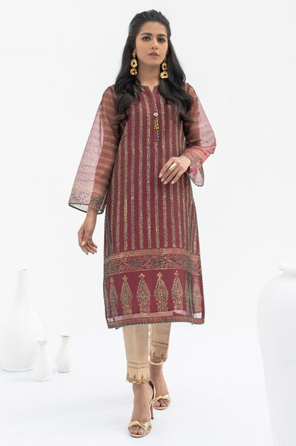 Stitched 1 Piece Organza Block Printed Shirt