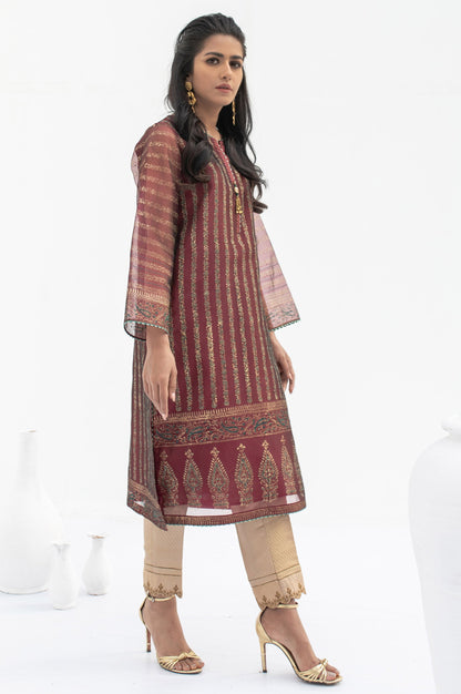 Stitched 1 Piece Organza Block Printed Shirt