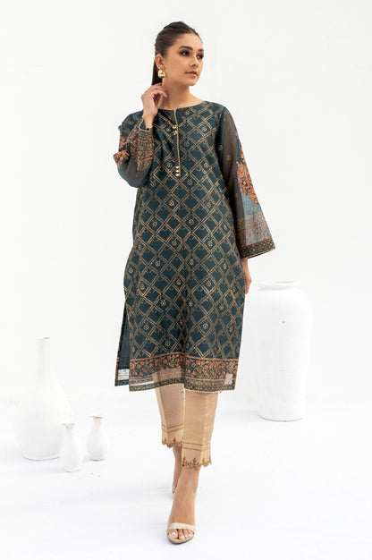 Stitched 1 Piece Block Printed Organza Shirt