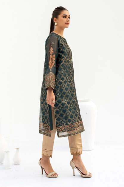 Stitched 1 Piece Block Printed Organza Shirt