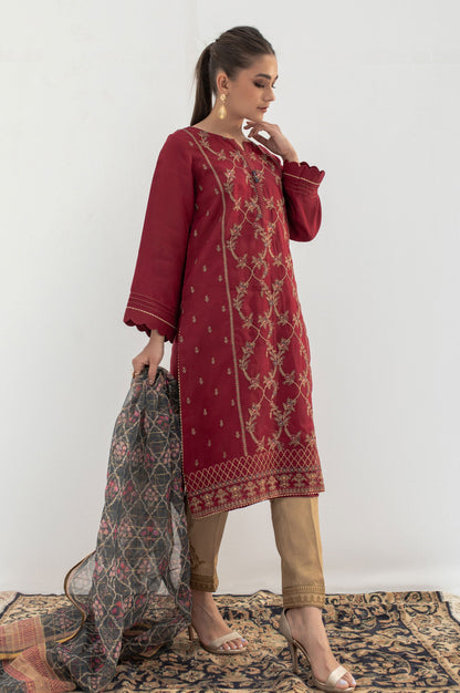 Stitched 2 Pieces Embroidered Organza Outfit