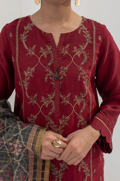 Stitched 2 Pieces Embroidered Organza Outfit