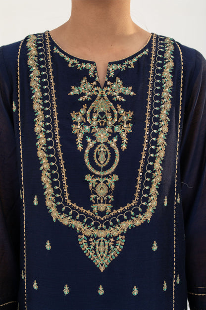 Stitched 2 Piece Cotton Net Embroidered Suit