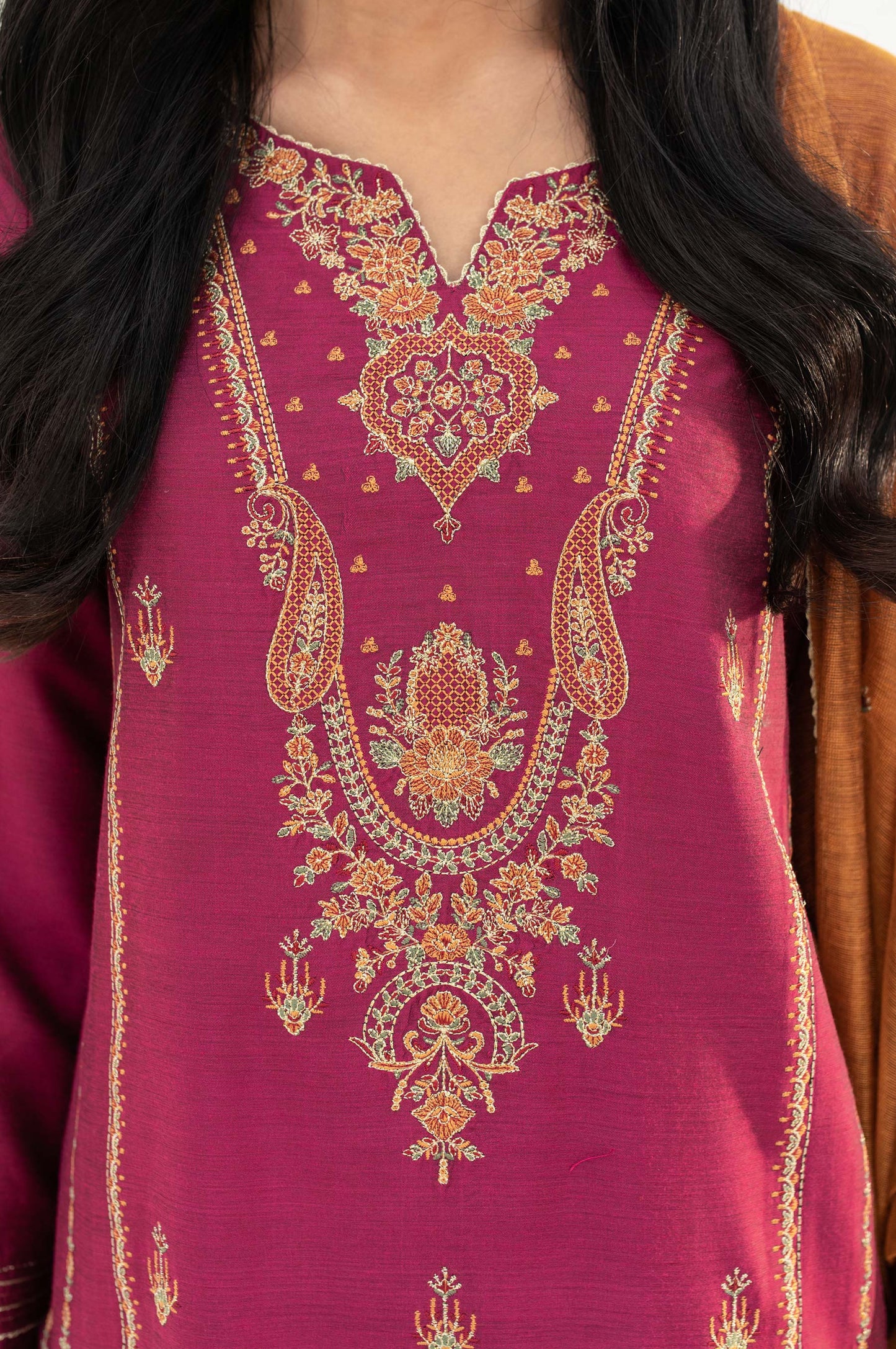 Stitched 2 Piece Cotton silk Embroidered Suit