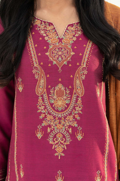 Stitched 2 Piece Cotton silk Embroidered Suit