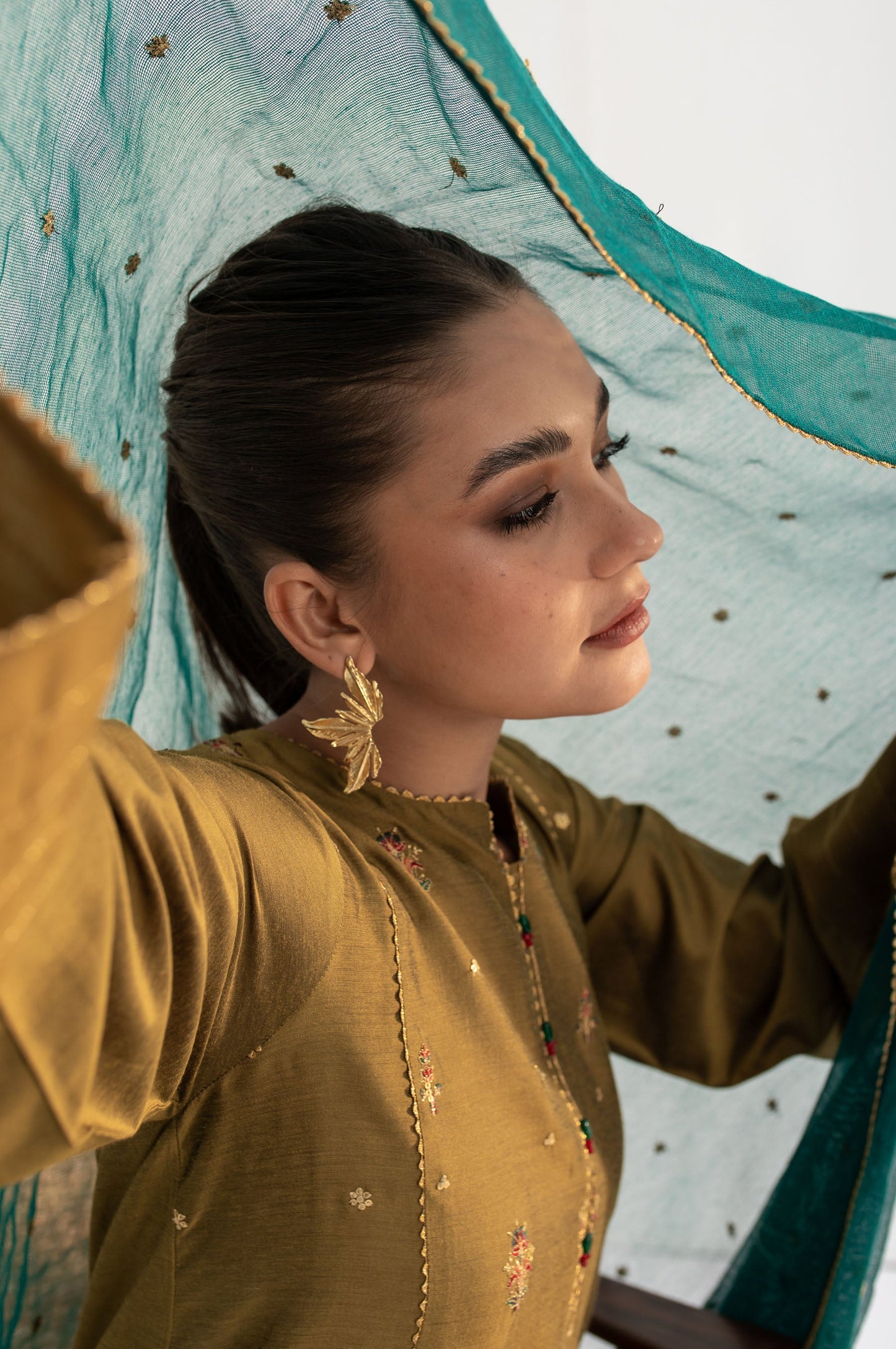 Stitched 2 Piece Embroidered Cotton Silk Suit