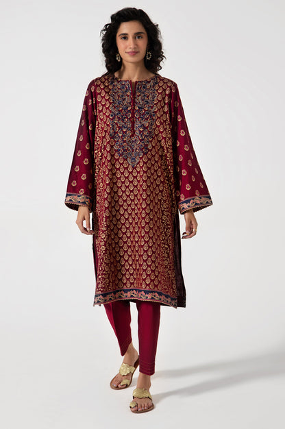 Stitched 2 Piece Screen Printed Cotton Silk Embroidered Suit