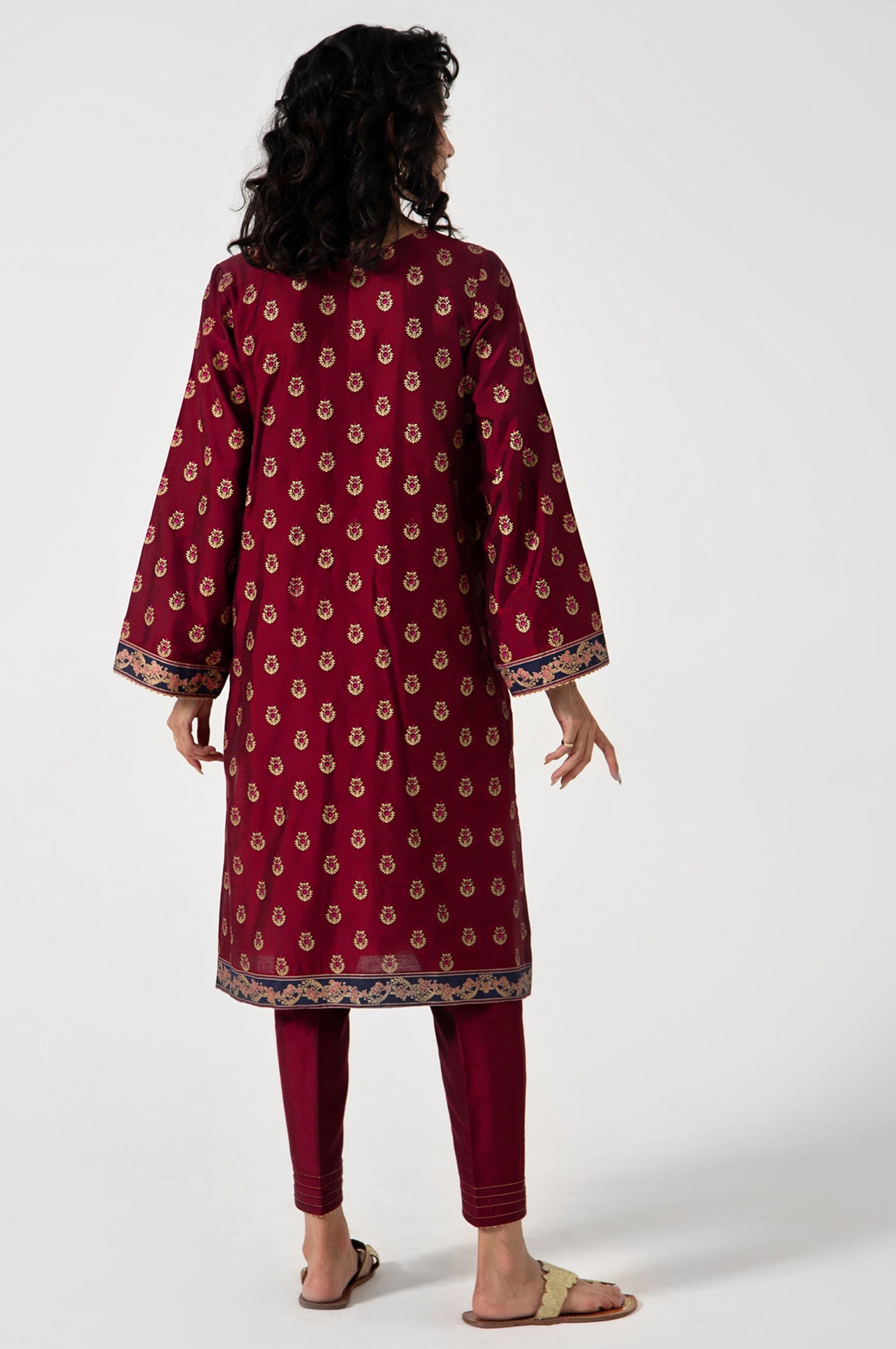 Stitched 2 Piece Screen Printed Cotton Silk Embroidered Suit