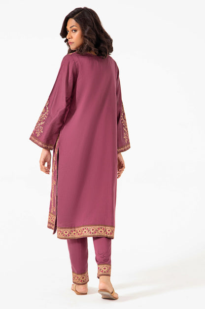 Stitched 2 Piece Screen Printed Cotton Silk Embroidered Suit