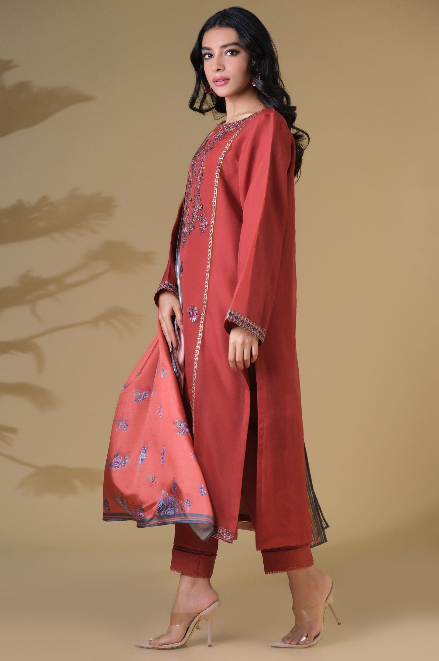 Stitched 2 Piece Organza Embroidered Outfit