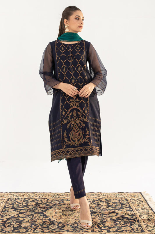 Stitched 3 Piece Textured Organza Outfit