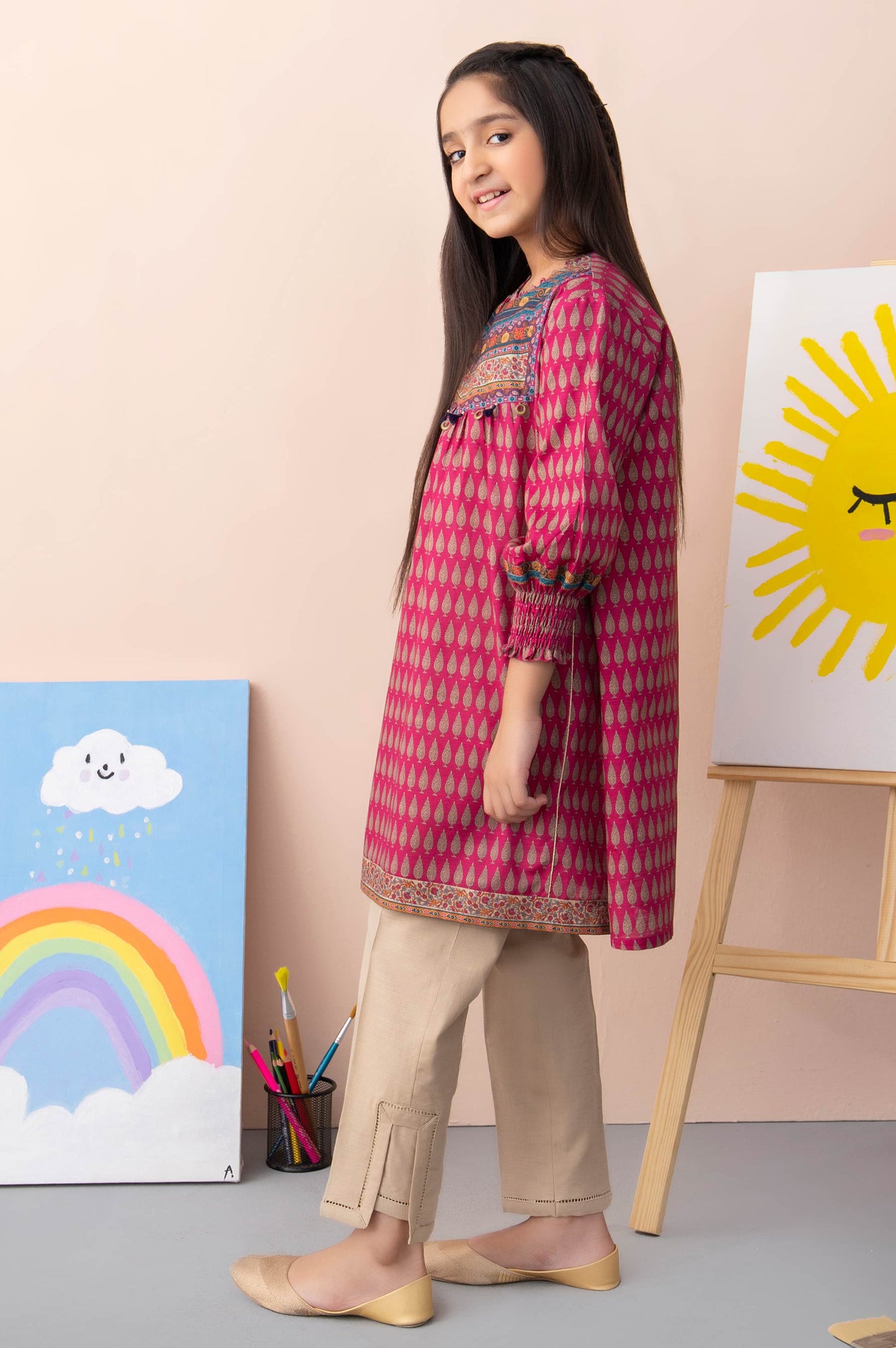 Stitched 1 Piece Printed Khaddar Junior Shirt