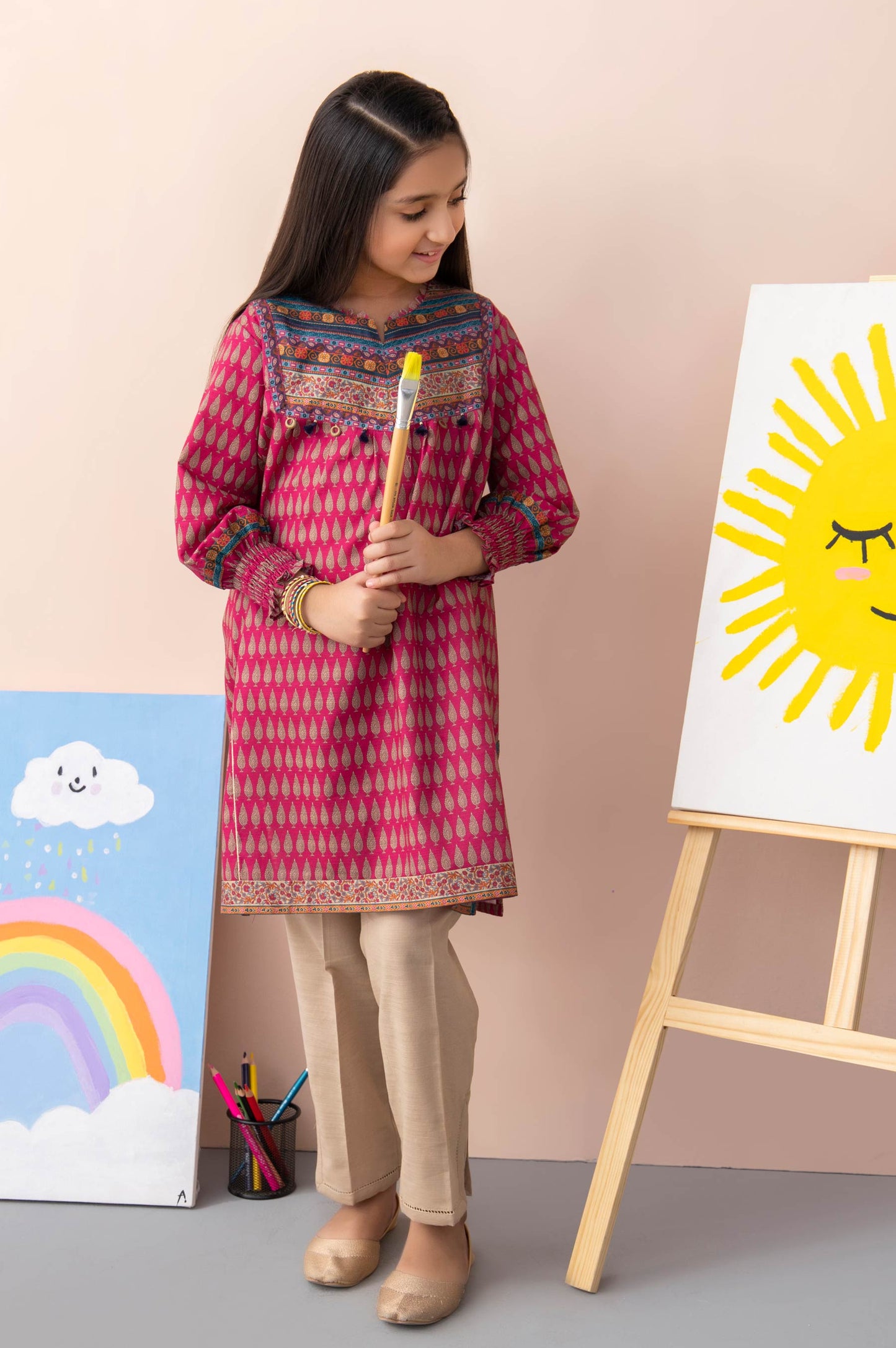 Stitched 1 Piece Printed Khaddar Junior Shirt